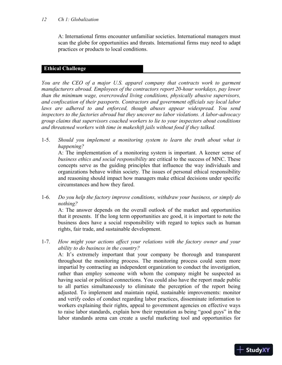 Solution Manual for International Business: The Challenges of Globalization, 9th Edition, page 14