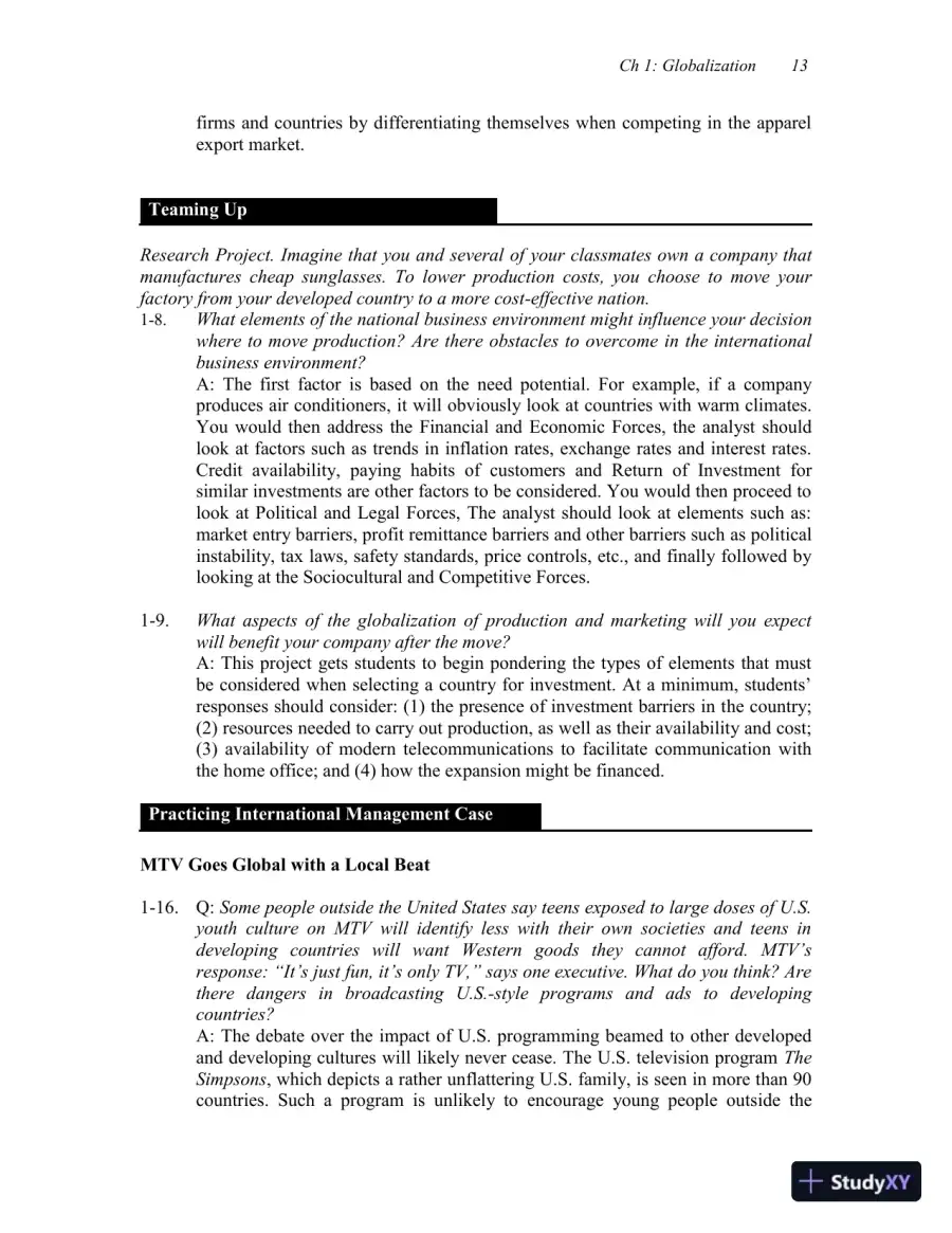 Solution Manual for International Business: The Challenges of Globalization, 9th Edition, page 15