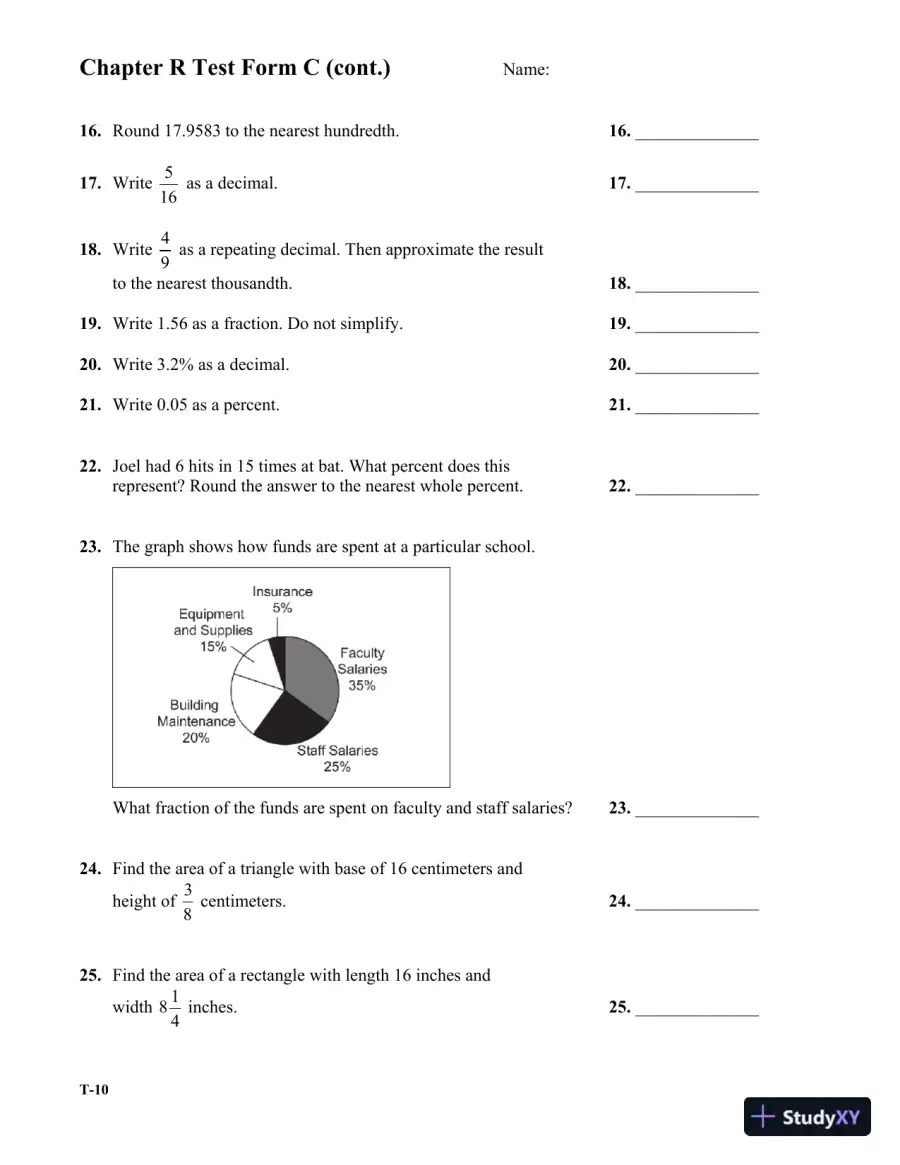 Test Bank for Algebra: A Combined Approach, 6th Edition, page 13