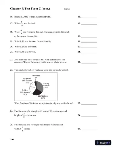 Test Bank for Algebra: A Combined Approach, 6th Edition - Page 13 preview image