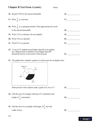 Test Bank for Algebra: A Combined Approach, 6th Edition - Page 9 preview image