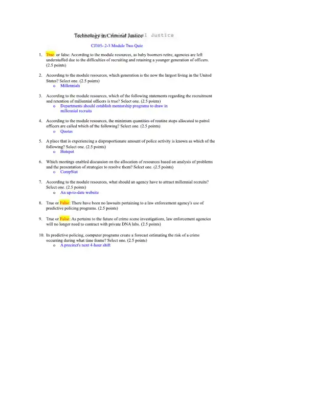 2-3 Module Two Quiz - Page 1 preview image