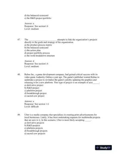 Project Management in Practice, Sixth Edition Test Bank - Page 12 preview image