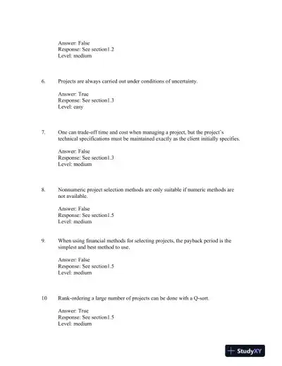 Project Management in Practice, Sixth Edition Test Bank - Page 3 preview image