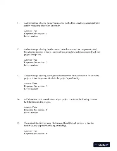 Project Management in Practice, Sixth Edition Test Bank - Page 4 preview image