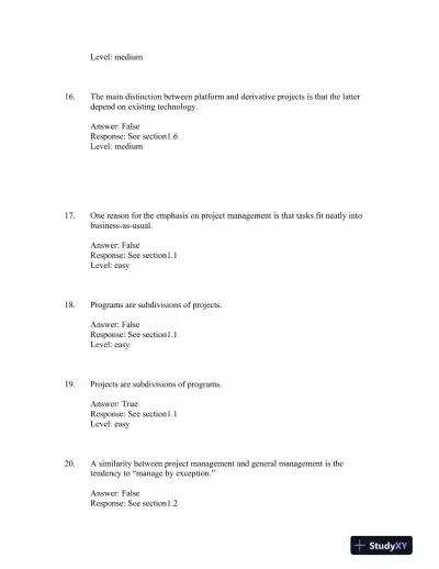 Project Management in Practice, Sixth Edition Test Bank - Page 5 preview image