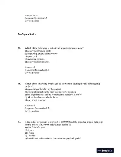 Project Management in Practice, Sixth Edition Test Bank - Page 9 preview image