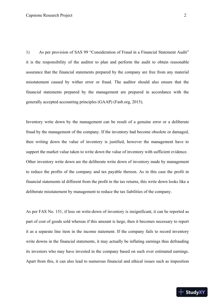 The Implications of Inventory Write-Downs, Financial Reporting Compliance, and Lease Classifications: A Comprehensive Analysis, page 3