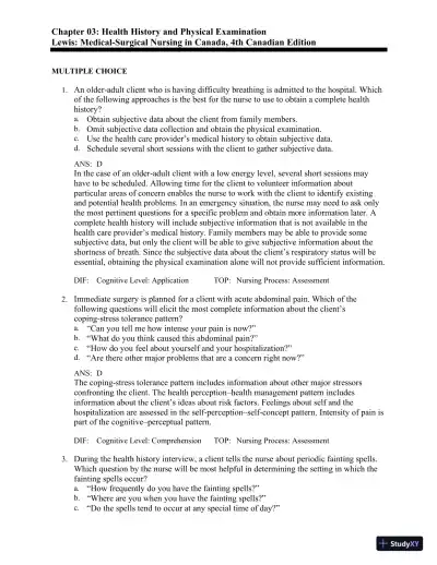 Test Bank for Medical-Surgical Nursing in Canada, 4th Edition - Page 12 preview image