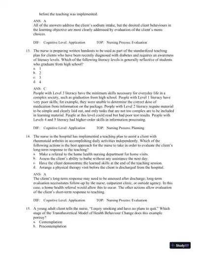 Test Bank for Medical-Surgical Nursing in Canada, 4th Edition - Page 21 preview image