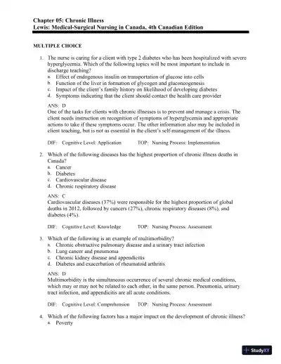 Test Bank for Medical-Surgical Nursing in Canada, 4th Edition - Page 24 preview image