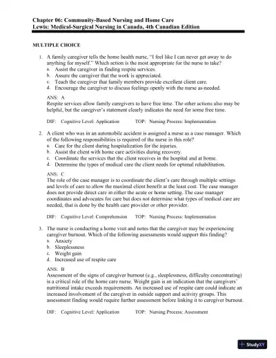 Test Bank for Medical-Surgical Nursing in Canada, 4th Edition - Page 30 preview image