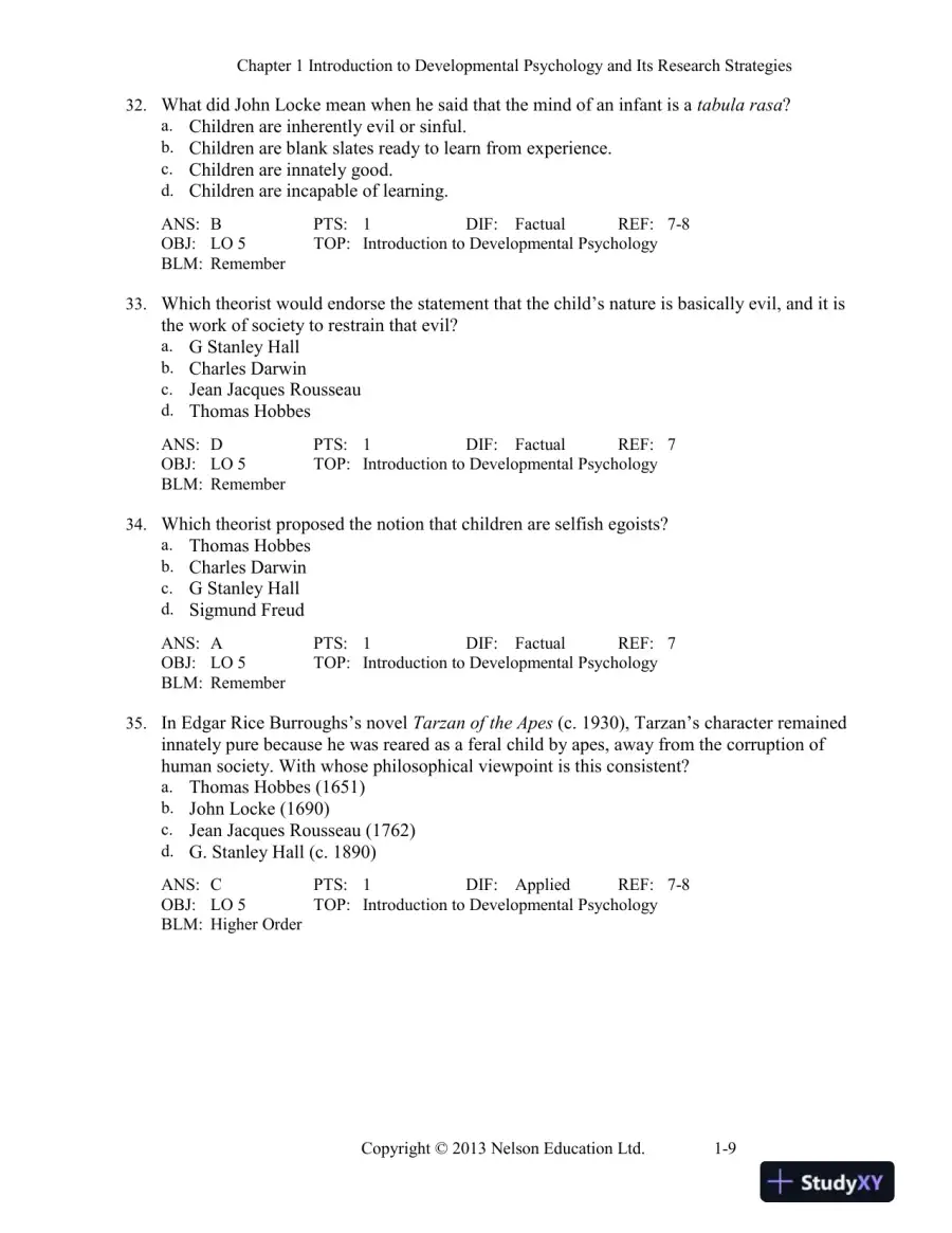 Developmental Psychology Childhood And Adolescence, Fourth Canadian Edition Test Bank, page 10