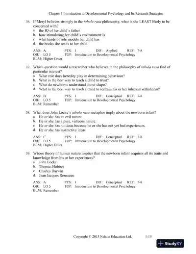 Developmental Psychology Childhood And Adolescence, Fourth Canadian Edition Test Bank - Page 11 preview image
