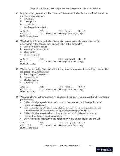 Developmental Psychology Childhood And Adolescence, Fourth Canadian Edition Test Bank - Page 12 preview image