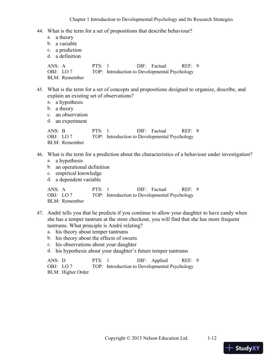 Developmental Psychology Childhood And Adolescence, Fourth Canadian Edition Test Bank, page 13