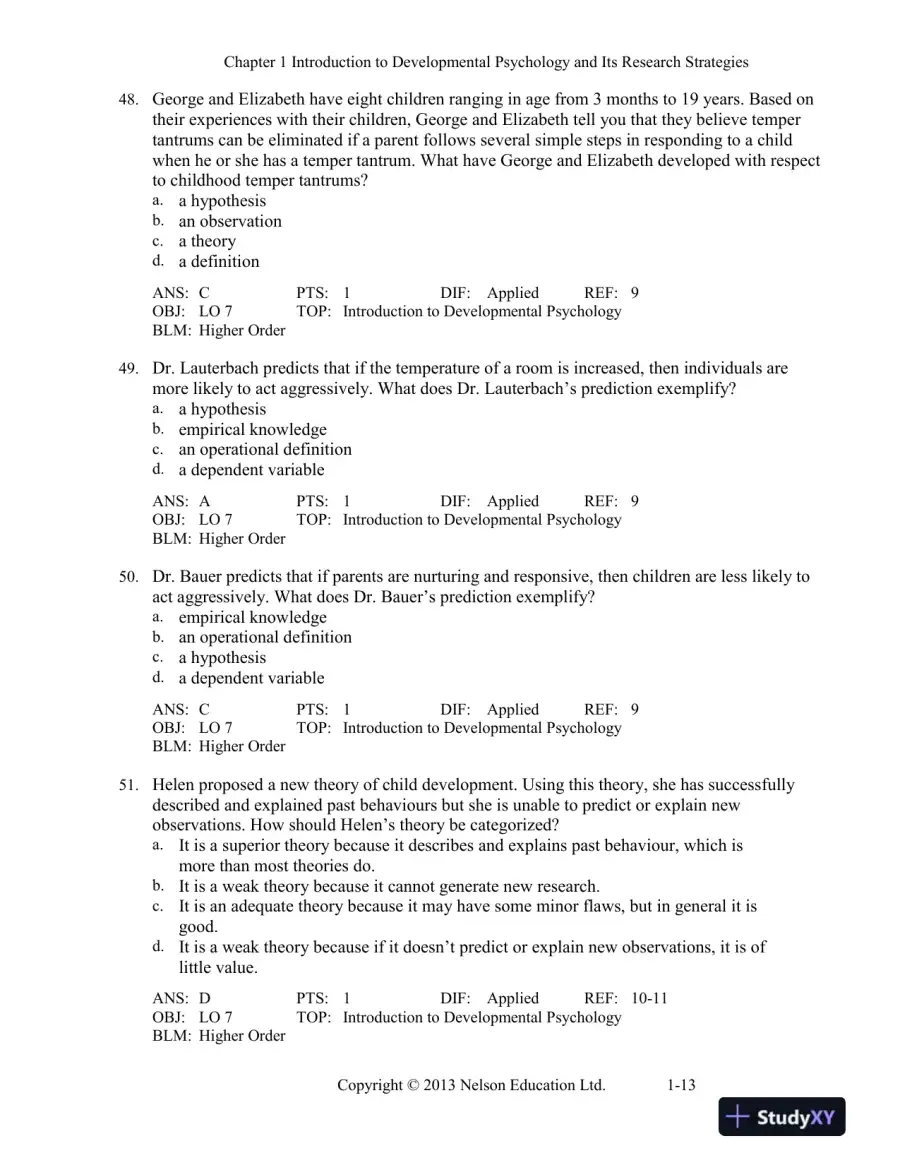 Developmental Psychology Childhood And Adolescence, Fourth Canadian Edition Test Bank, page 14