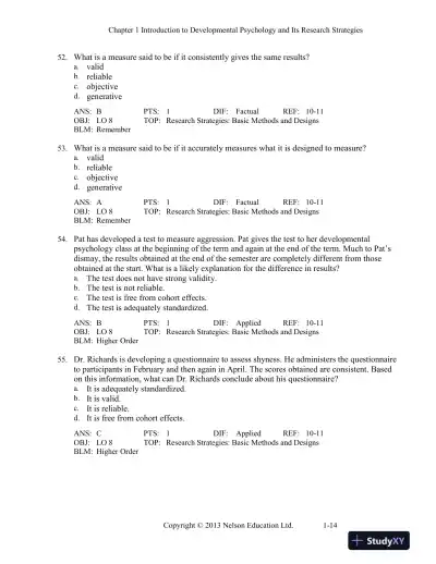 Developmental Psychology Childhood And Adolescence, Fourth Canadian Edition Test Bank - Page 15 preview image