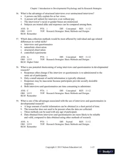 Developmental Psychology Childhood And Adolescence, Fourth Canadian Edition Test Bank - Page 16 preview image