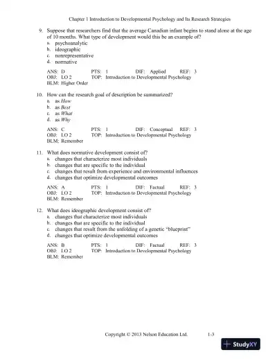 Developmental Psychology Childhood And Adolescence, Fourth Canadian Edition Test Bank - Page 4 preview image