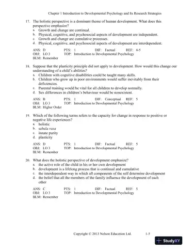 Developmental Psychology Childhood And Adolescence, Fourth Canadian Edition Test Bank - Page 6 preview image