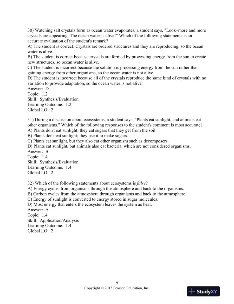 Campbell Biology: Concepts And Connections, Global Edition 8th Edition Test Bank, page 10