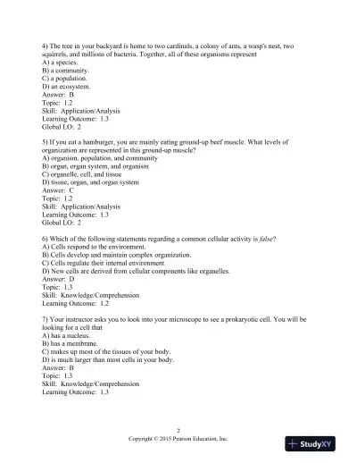 Campbell Biology: Concepts And Connections, Global Edition 8th Edition Test Bank - Page 3 preview image