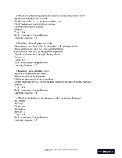 Campbell Biology: Concepts And Connections, Global Edition 8th Edition Test Bank - Page 5 preview image