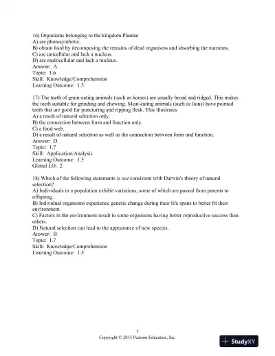 Campbell Biology: Concepts And Connections, Global Edition 8th Edition Test Bank - Page 6 preview image