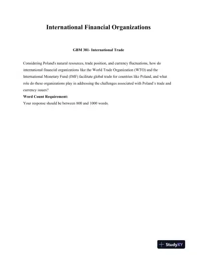 GBM 381- International Trade International Financial Organizations - Page 1 preview image