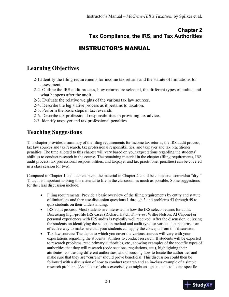 Lecture Notes For McGraw-Hill's Taxation of Individuals and Business Entities 2021 Edition, 12th Edition, page 8
