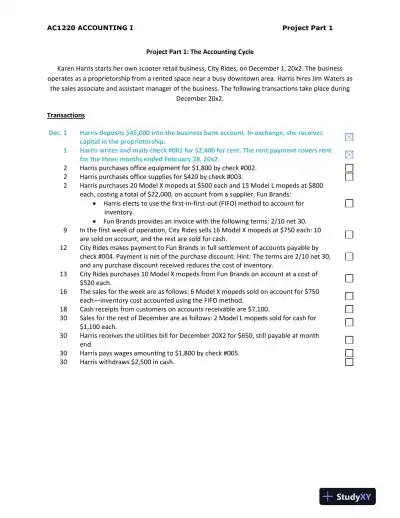AC1220 The Accounting Cycle Project Part 1 - Page 3 preview image