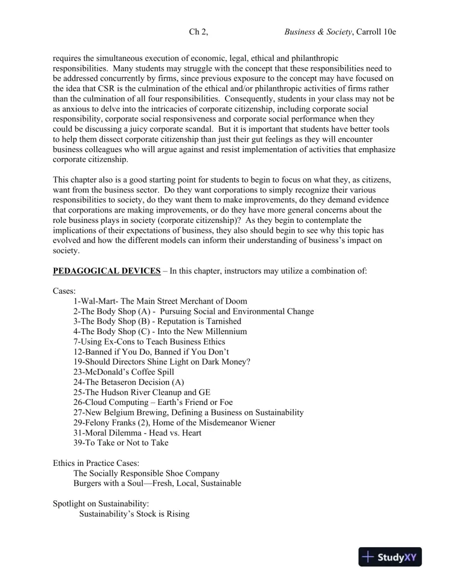 Solution Manual for Business and Society: Ethics, Sustainability and Stakeholder Management, 10th Edition, page 10