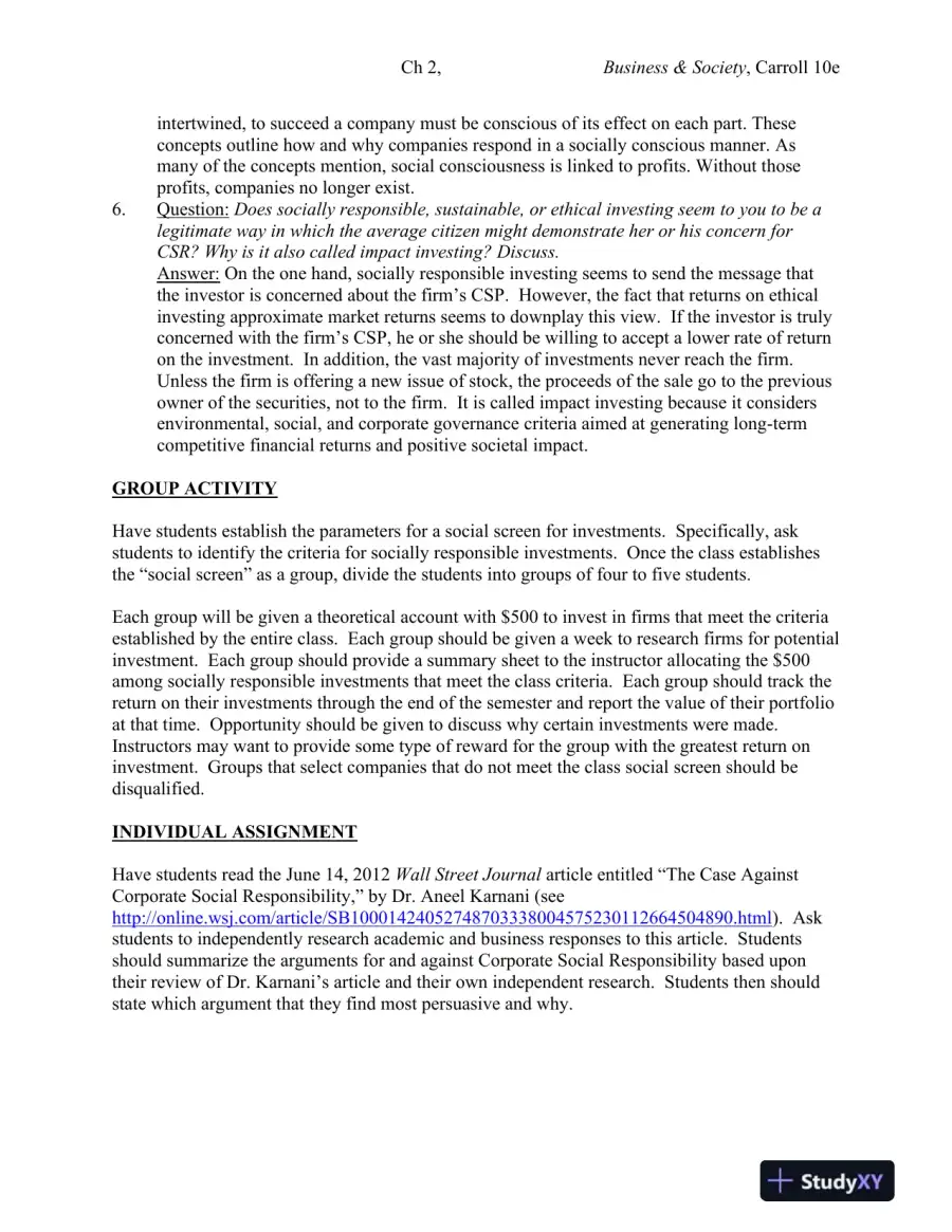 Solution Manual for Business and Society: Ethics, Sustainability and Stakeholder Management, 10th Edition, page 15