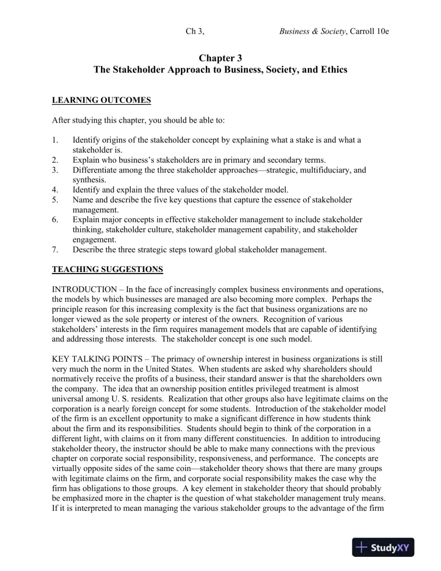 Solution Manual for Business and Society: Ethics, Sustainability and Stakeholder Management, 10th Edition, page 16