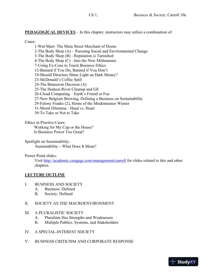 Solution Manual for Business and Society: Ethics, Sustainability and Stakeholder Management, 10th Edition, page 3