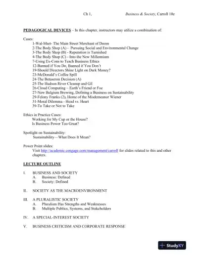 Solution Manual for Business and Society: Ethics, Sustainability and Stakeholder Management, 10th Edition - Page 3 preview image