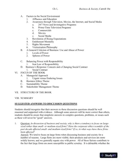 Solution Manual for Business and Society: Ethics, Sustainability and Stakeholder Management, 10th Edition - Page 4 preview image