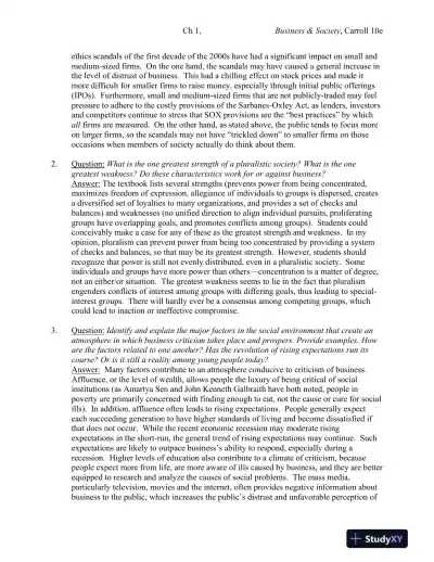 Solution Manual for Business and Society: Ethics, Sustainability and Stakeholder Management, 10th Edition - Page 5 preview image