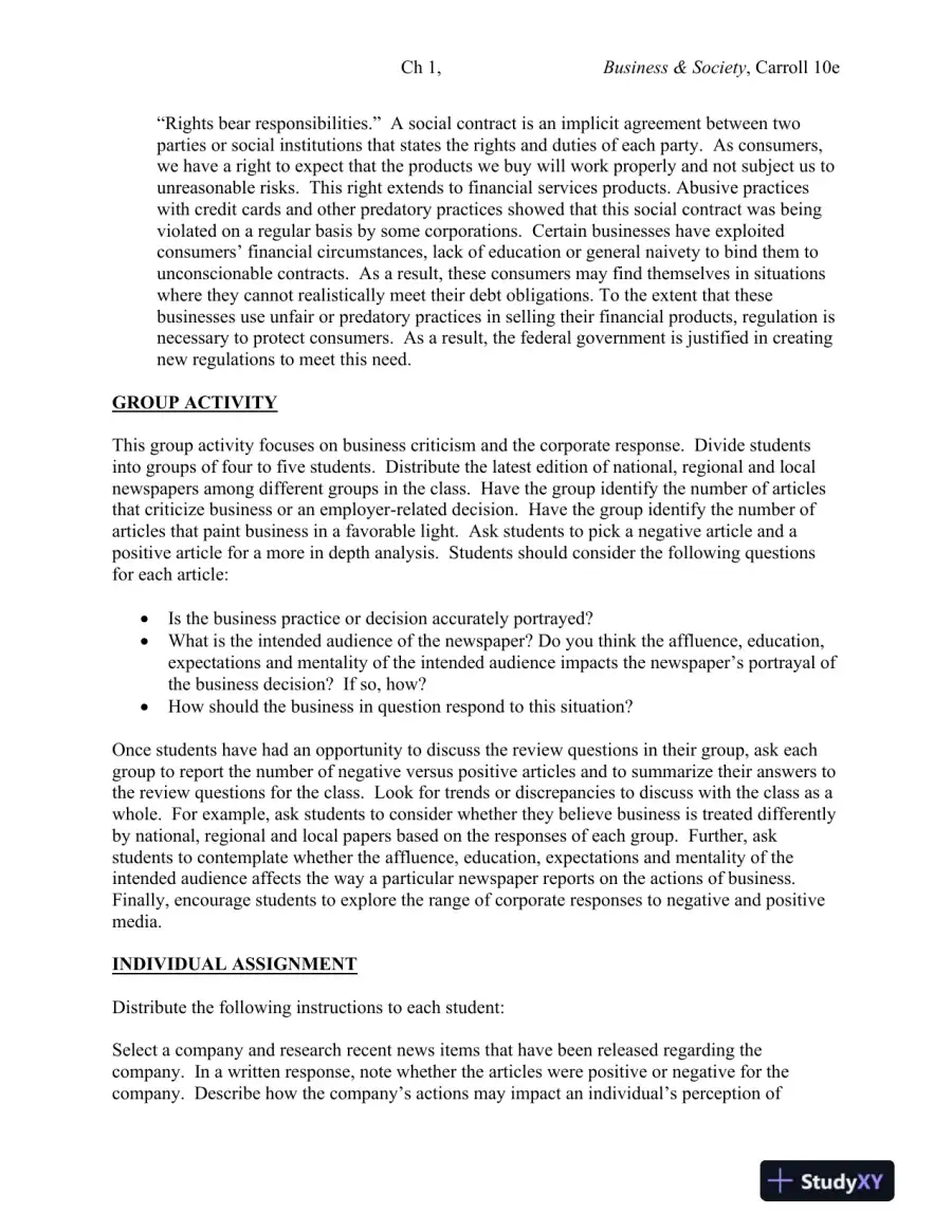 Solution Manual for Business and Society: Ethics, Sustainability and Stakeholder Management, 10th Edition, page 7