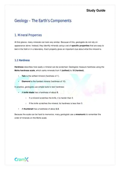 Geology - The Earth's Components - Page 1 preview image