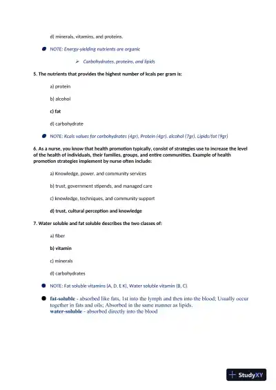 NR228 Nutrition Final Exam With Answers (40 Solved Questions) - Page 3 preview image