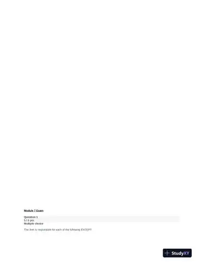 NURS231 Pathophysiology Module 7 With Answers (24 Solved Questions) - Page 1 preview image