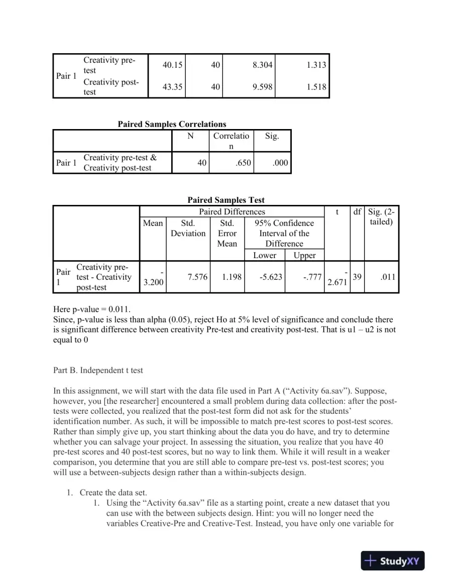 Impact of Creative Writing Courses on Creativity Scores: A Comparative Analysis Using Dependent and Independent t Tests, page 6