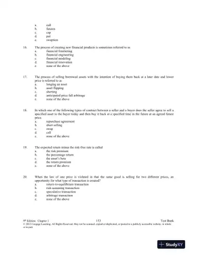 Test Bank For Introduction To Derivatives And Risk Management, 9th Edition - Page 4 preview image