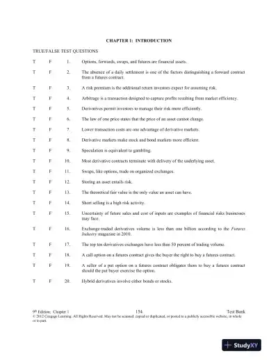 Test Bank For Introduction To Derivatives And Risk Management, 9th Edition - Page 5 preview image