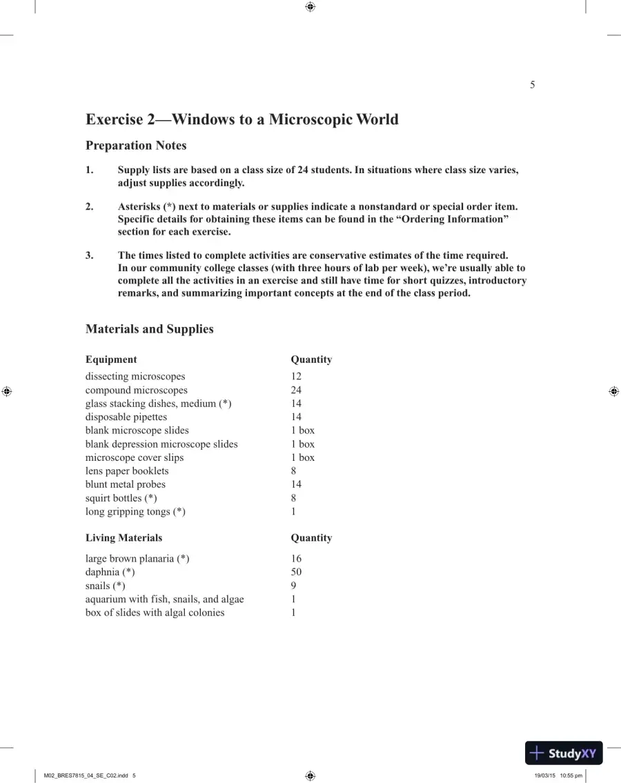 Solution Manual for Thinking About Biology An Introductory Laboratory Manual, 5th Edition, page 13