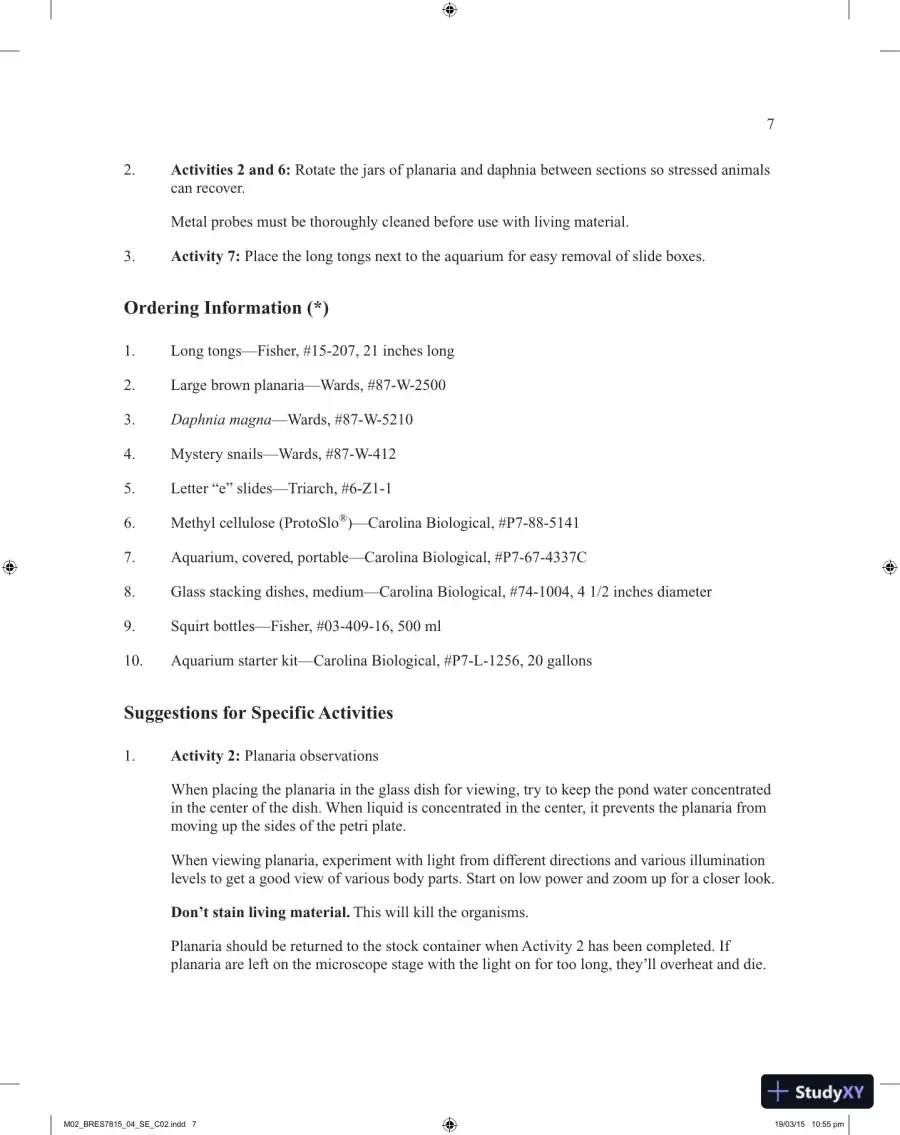 Solution Manual for Thinking About Biology An Introductory Laboratory Manual, 5th Edition, page 15
