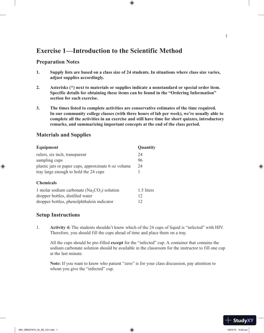 Solution Manual for Thinking About Biology An Introductory Laboratory Manual, 5th Edition, page 9