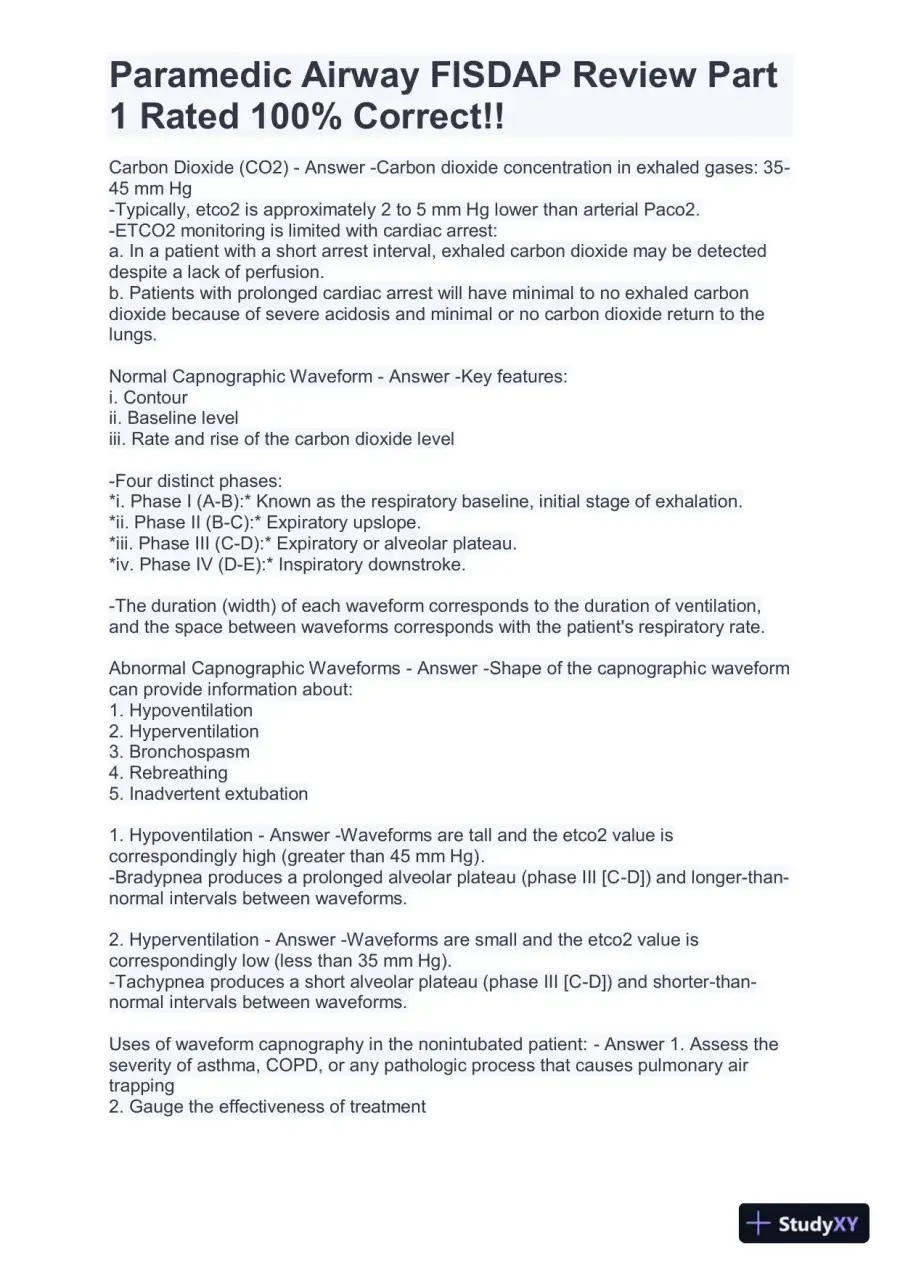 FISDAP Paramedic Airway Practice Exam With Answers (184 Solved Questions), page 14